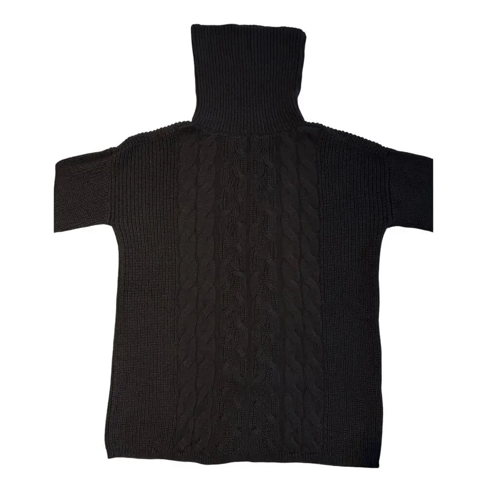Gap Traditional Black Cable-Knit Turtleneck Winter Sweater Sz M | EUC